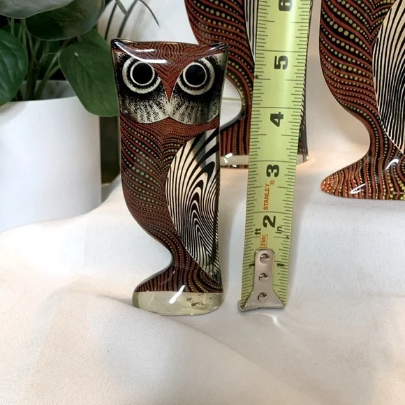 Set of 3 vintage HTF MCM Abraham PALATNIK LUCITE /acrylic molded owl sculptures - Picture 8 of 13